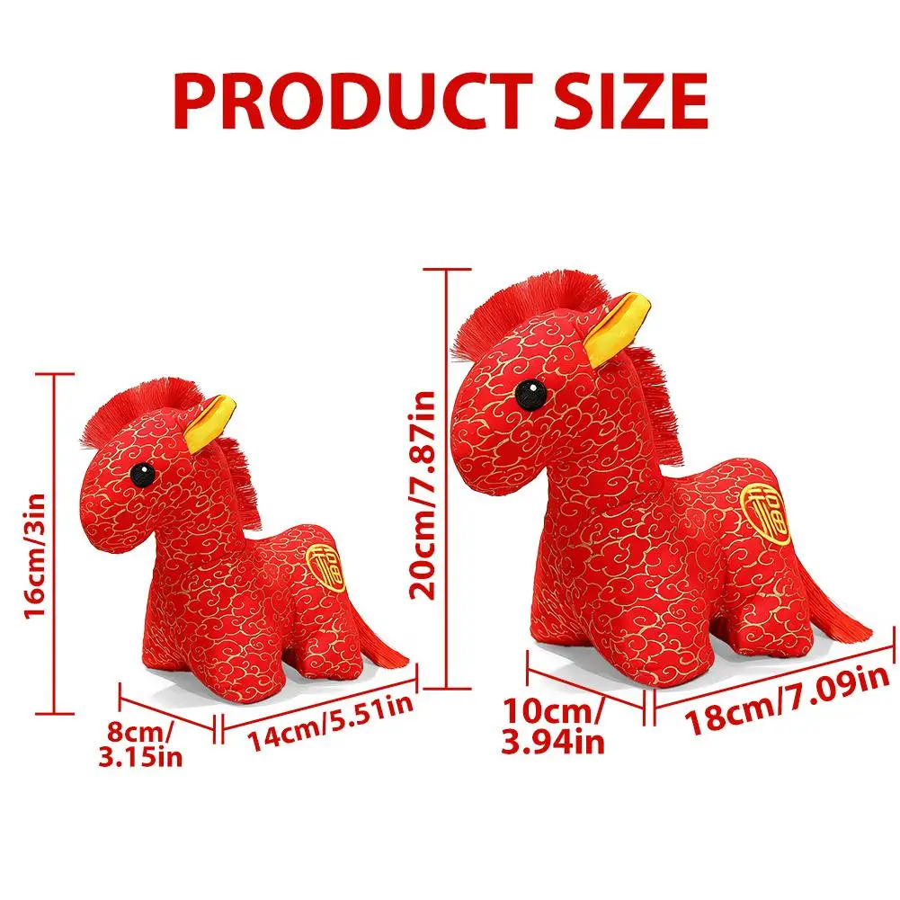 Pluszowa maskotka konia na Chiński Nowy Rok 2026, pięciokwiatowy koń, miękka zabawka, prezent na festiwal, upominek na imprezę.