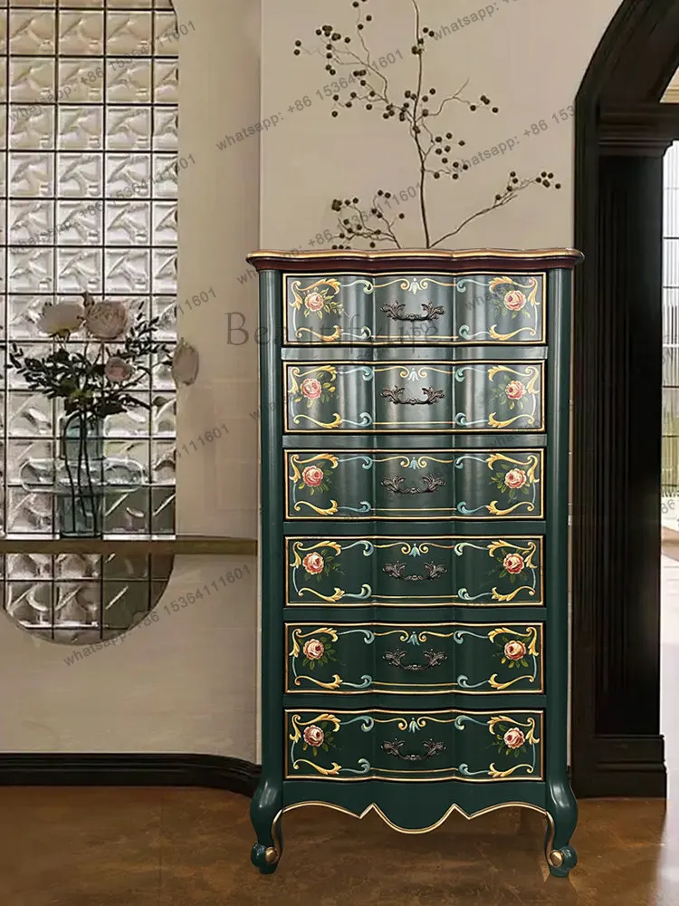 American painted chest of drawers, living room, French bedroom, drawers, five-bucket storage locker