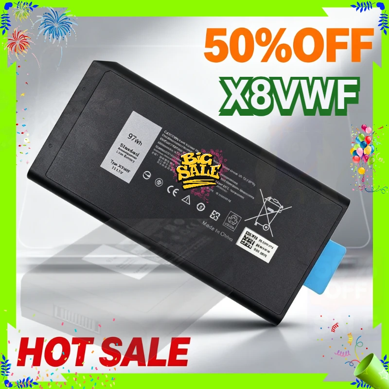 SWZY X8VWF 97Wh Laptop Battery for Dell Latitude 14 Rugged 5414 5404 E5404 Extreme 7414 7404 E7404 Series 65Wh 4XKN5 DKNKD P45G