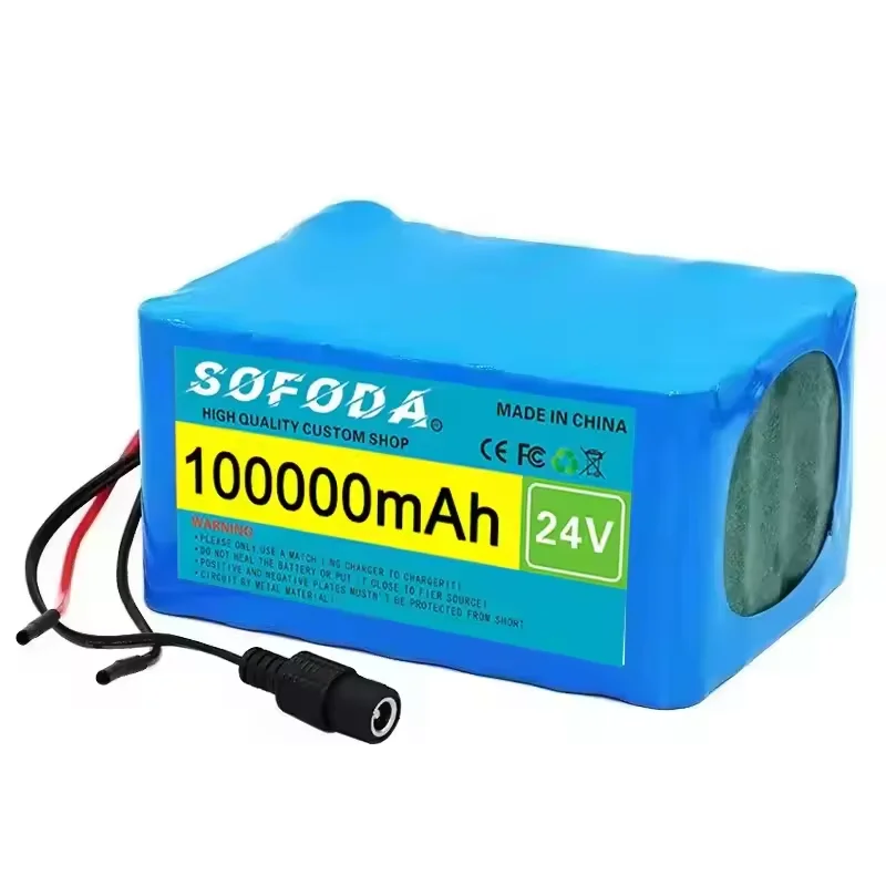 7S5P 18650 Lithium Battery Pack 24V 100Ah 15A BMS 500W 29.4V 100000mAh for Wheelchair Electric Vehicle Plus 2A Charger
