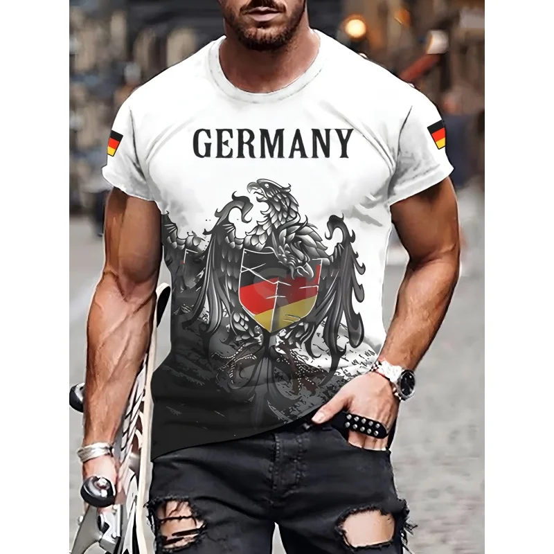 3D Printed Football Uniform Germany T-Shirt For Men German Flag Pattern Tees Summer O-Neck Tops Unisex T Shirts Short Sleeves