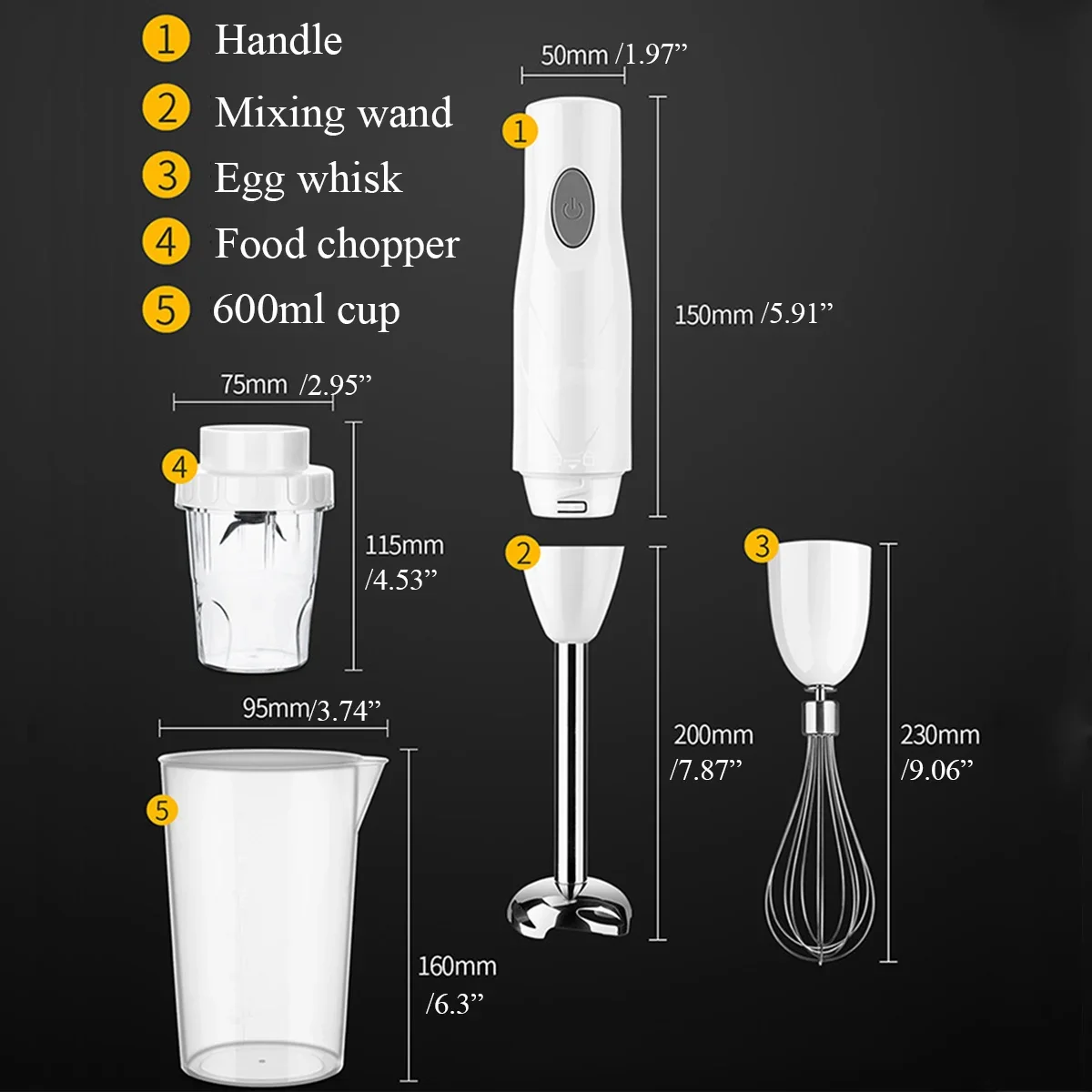 2 Blades 4 in 1 Electric Food Blender Multifunctional Mixer household Detachable Stainless Steel hand-held stirring rod 220V