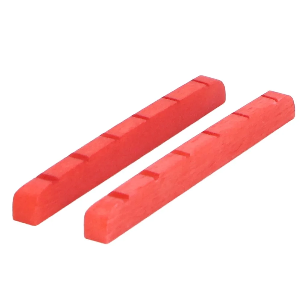 2PCS Premium 42mm Length Electric Guitar Nut Bone 6 String Bone Guitar Nut Red Color Pre Slotted Guitar Nut For Guitar