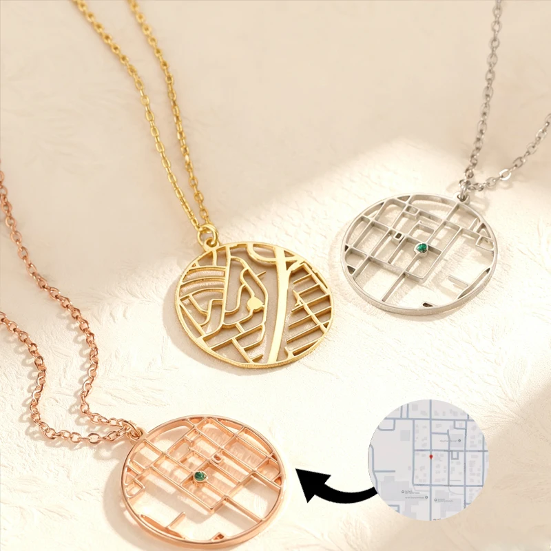

Nextvance Custom Coordinates Map Circle Heart Necklace For Women Personalized Stainless Steel Location Pendant Jewelry Gifts