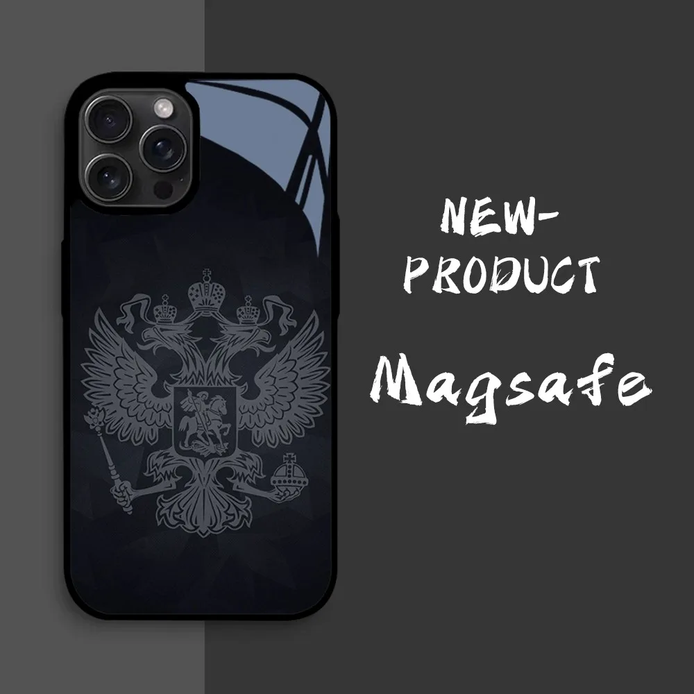 Russia Flag national emblem Phone Case For iPhone16 15 14 13 12 11 Pro Xs Max Mini XR X 7 8 Plus luxury Mirror Hard Funda