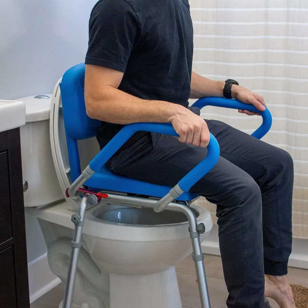 

GentleBoost Uplift Raised Toilet Seat with Handles,Elevevated, Adjustable with Arms, for Seniors (Blue)