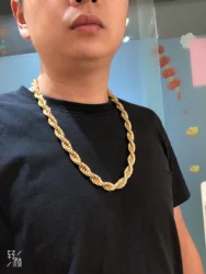 Adixyn Jewelry Gold Color Plated 12mm Wideth 60cm & 70cm Length Big Rope Necklace For Men Women Guaantee Hiphop Chain