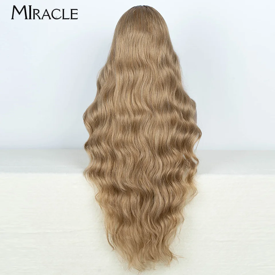 MIRACLE Synthetic Lace Front Wig for Women Loose Wave Ombre Blonde Wigs Famale Cosplay Wig Long Wavy Fake Hair Heat Resistant