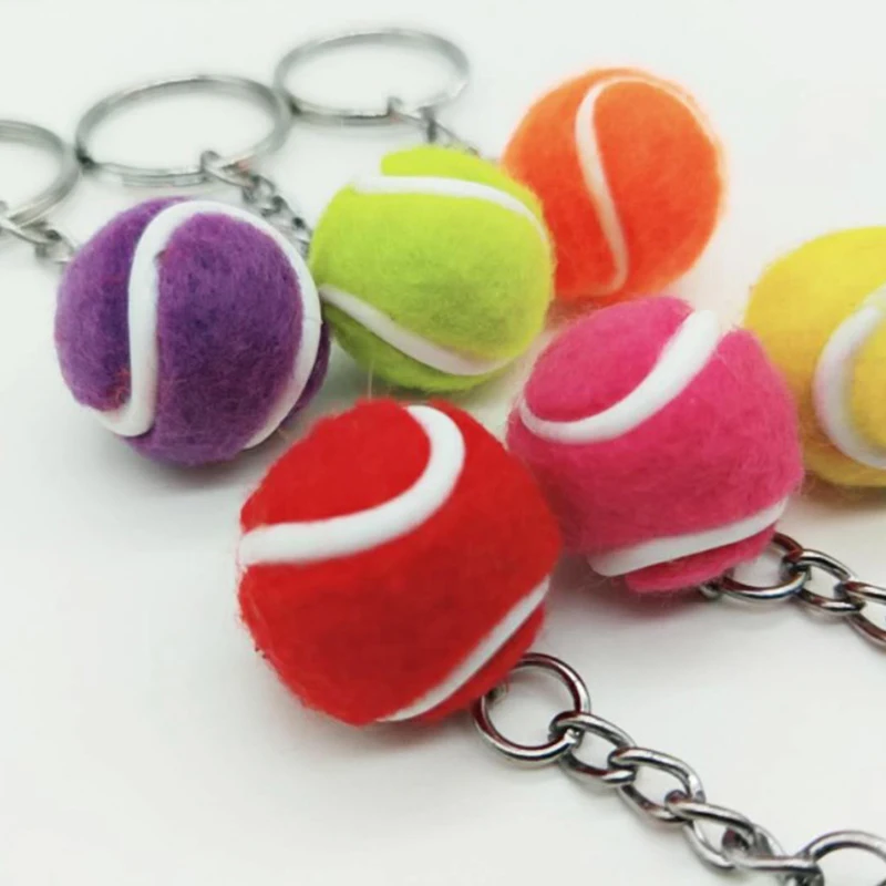 1PC Key Chain Tennis Ball Metal Keychain Car Key Chain Key Ring Sport Chain Pendant Children Gifts Sport Ball Club Souvenir