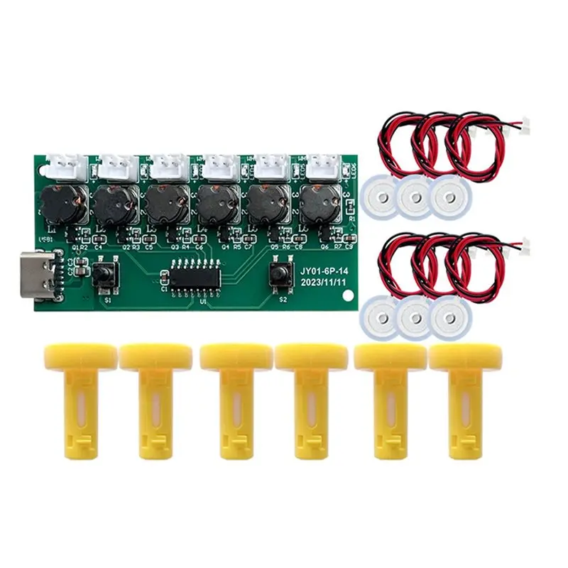 A99E-Humidifier Module Kit Mist Driver Circuit Board Ultrasonic Nebulizer With 6 Nozzle Interface Nebulizing Control Board
