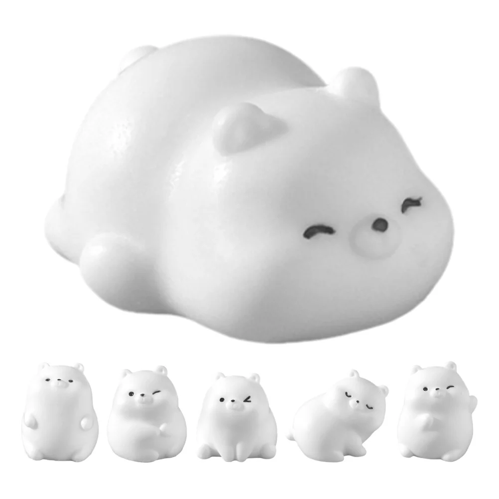 6 stuks hars mini beer standbeelden prachtige sneeuwscène desktop ornamenten kerstversiering winter dieren beeldjes