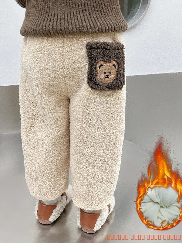 

Утепленные брюки для девочек на меху из овчины, зимние теплые хлопковые брюки для малышей, с высокой талией, длинные, асимметричные, для повседневной носки