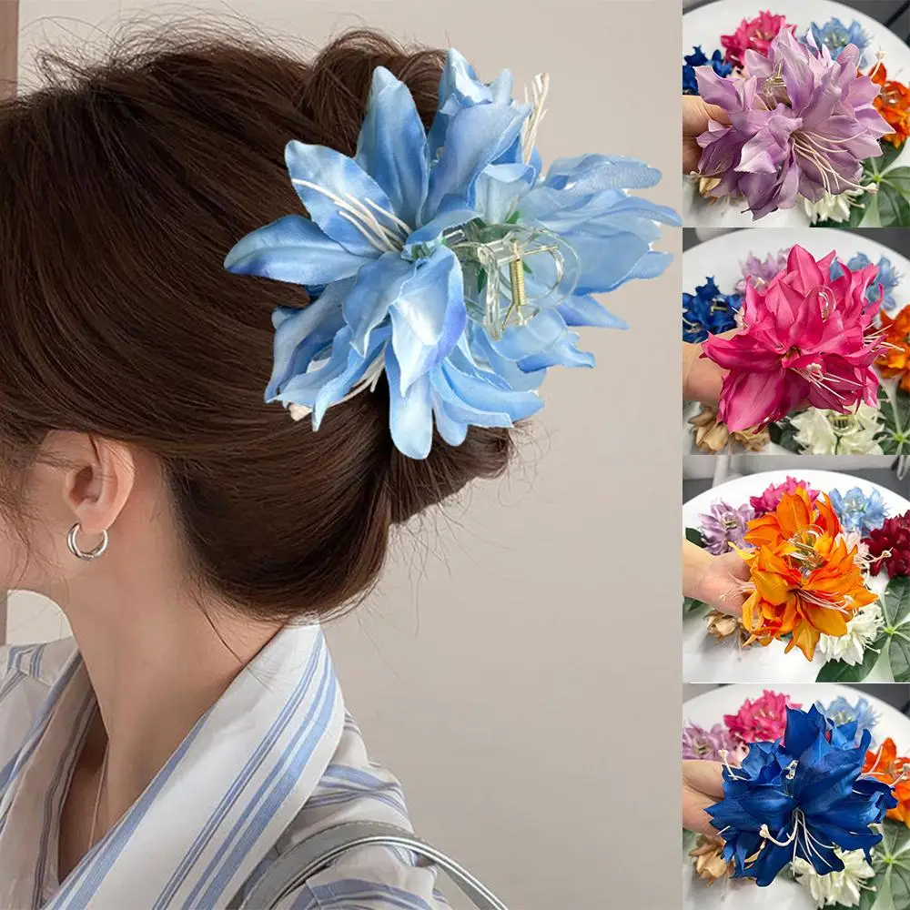 

Artificial Flowers Hair Claw Clip Fairy Realistic Lily Hair Claws Strong Hold Floral Hair Accessories Vacation Photoshoot