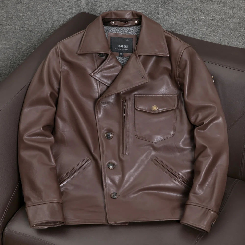 

Калифорнийский медведь, мягкий верхний слой из телячьей кожи, мужской приталенный кожаный жилет, повседневное пальто Faion Urban Sle ort