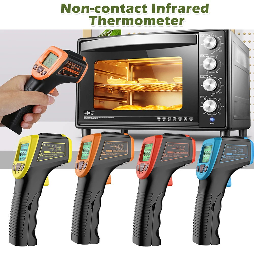 Digital Infrared Thermometer Laser Temperature Meter Non-contact Pyrometer Imager Hygrometer IR Termometro Color LCD Light Alarm