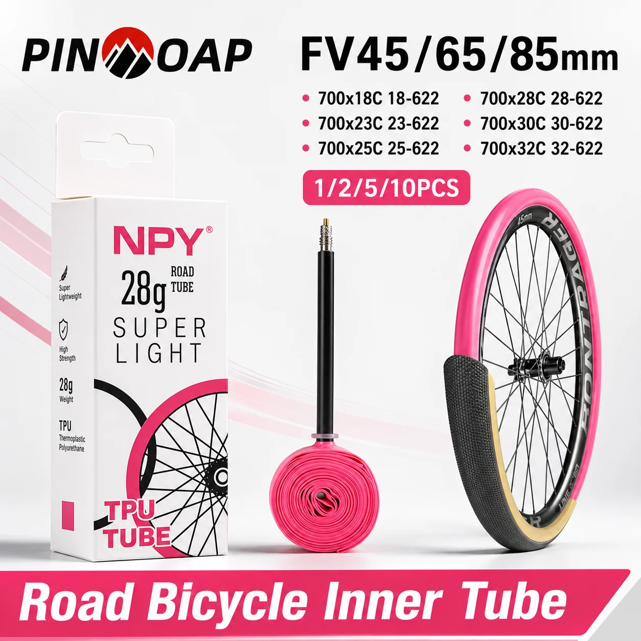 PINMOAP NPY Road Bicycle Inner Tube Ultra Light TPU 700x18-3