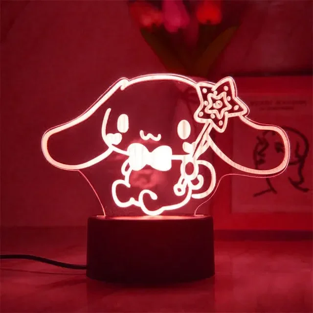 16 Colors Creative Sanrioed Hello Kitty Kuromi Cinnamoroll Figure 3D Night Light Girl Kawaii Atmosphere Light Decoration Toys