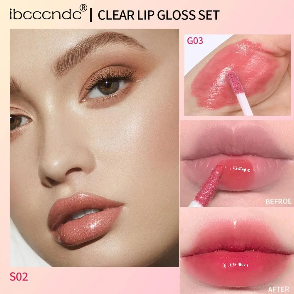 Ibcccndc 6Pcs Colourful Lip Gloss Set Moisturizing Lipstick Lip Glaze Long-Lasting Water Gloss Plumping Lip Glaze Beautiful