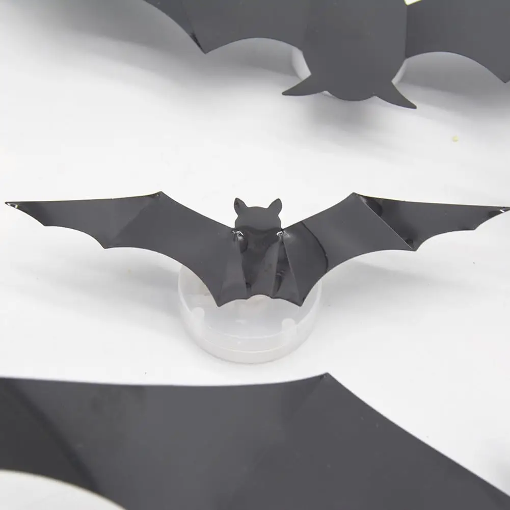 Luminous Glow In The Dark 3D Halloween Bat Wall Decals For Kids Room Wall Decor Realistic Black Pvc Easy Peel Stick Diy Party Decoration 24Pcs
