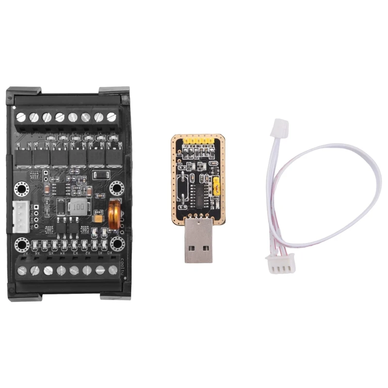 FX1N-14MT PLC Industrial Control Board Replacement Spare Parts Case+USB-TTL Cable PLC Module Analog Input/Output With Guide Rail