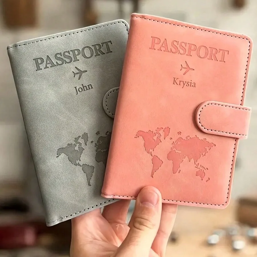 Custom Customized Passport Cover with Name for Couple ID Bank Card Holder Personalized Passport Wallet Case Travel Accessories