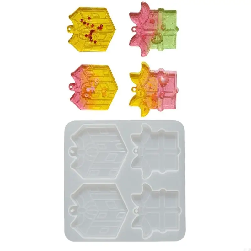 

A0KD Christmas Silicone Mold For Handmade Keychains Earring Charm Holiday Ornaments Crafting With Festival Designs