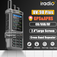 Iradio UV-98 Plus GPS Walkie Talkie APRS 10W Cross Band Repeater Frequency Copy NOAA Triple-Band Monitor Type-C SW Radio RT 880G