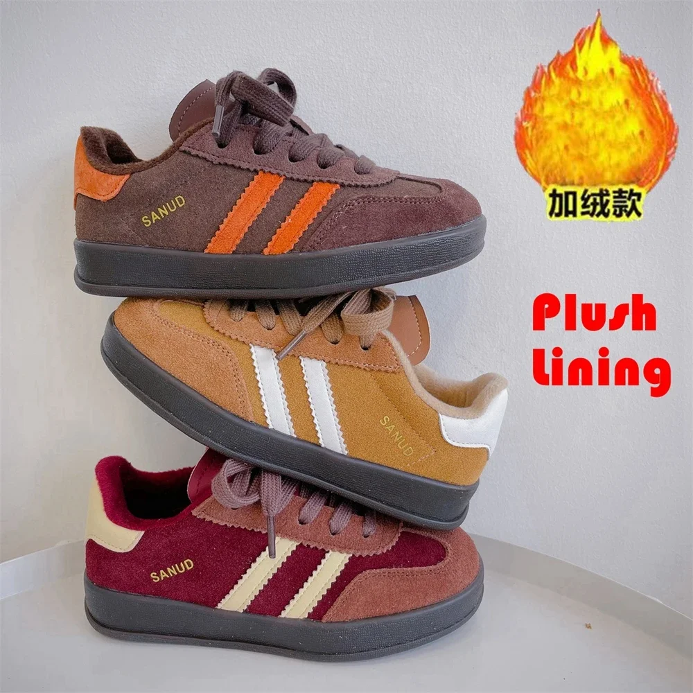 

Children's suede casual shoes girls boys winter plus velvet warm sports shoes children's walking running sports shoes