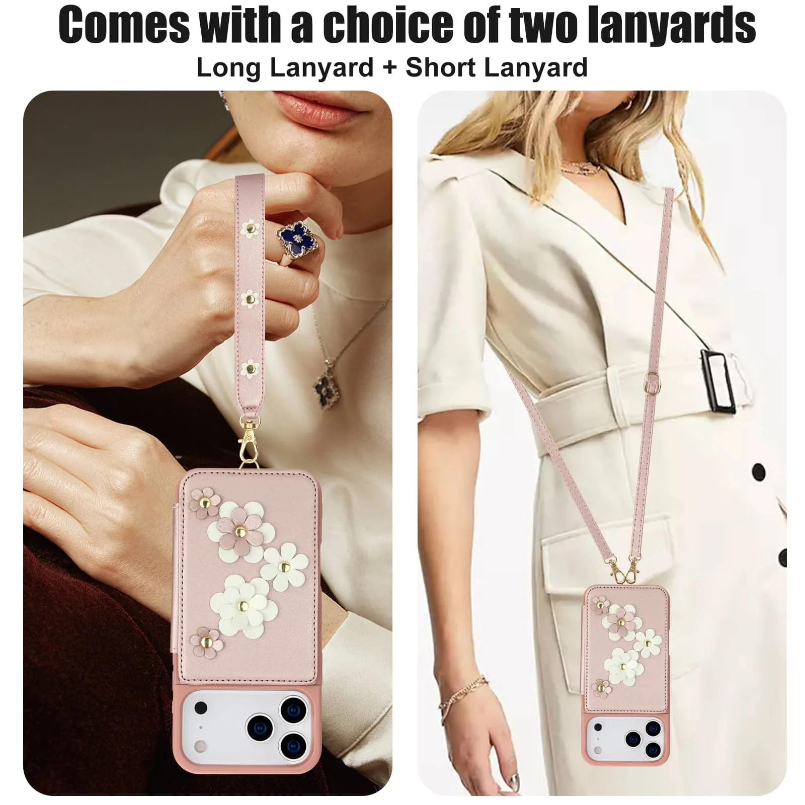 حافظة لهاتف iPhone 17 Pro Max، محفظة مع حامل بطاقات، محفظة كروس بتصميم زهرة لطيفة، مسند مغناطيسي مقاوم للصدمات #4