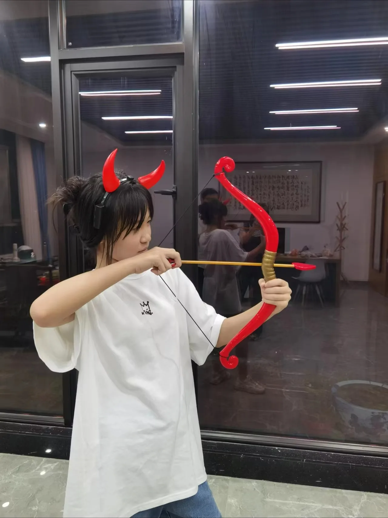 Set di accessori per costumi da fata del diavolo carino - Fascia per spada da cupido con fiocco rosso per giochi di ruolo di Halloween per la fotografia sul palco