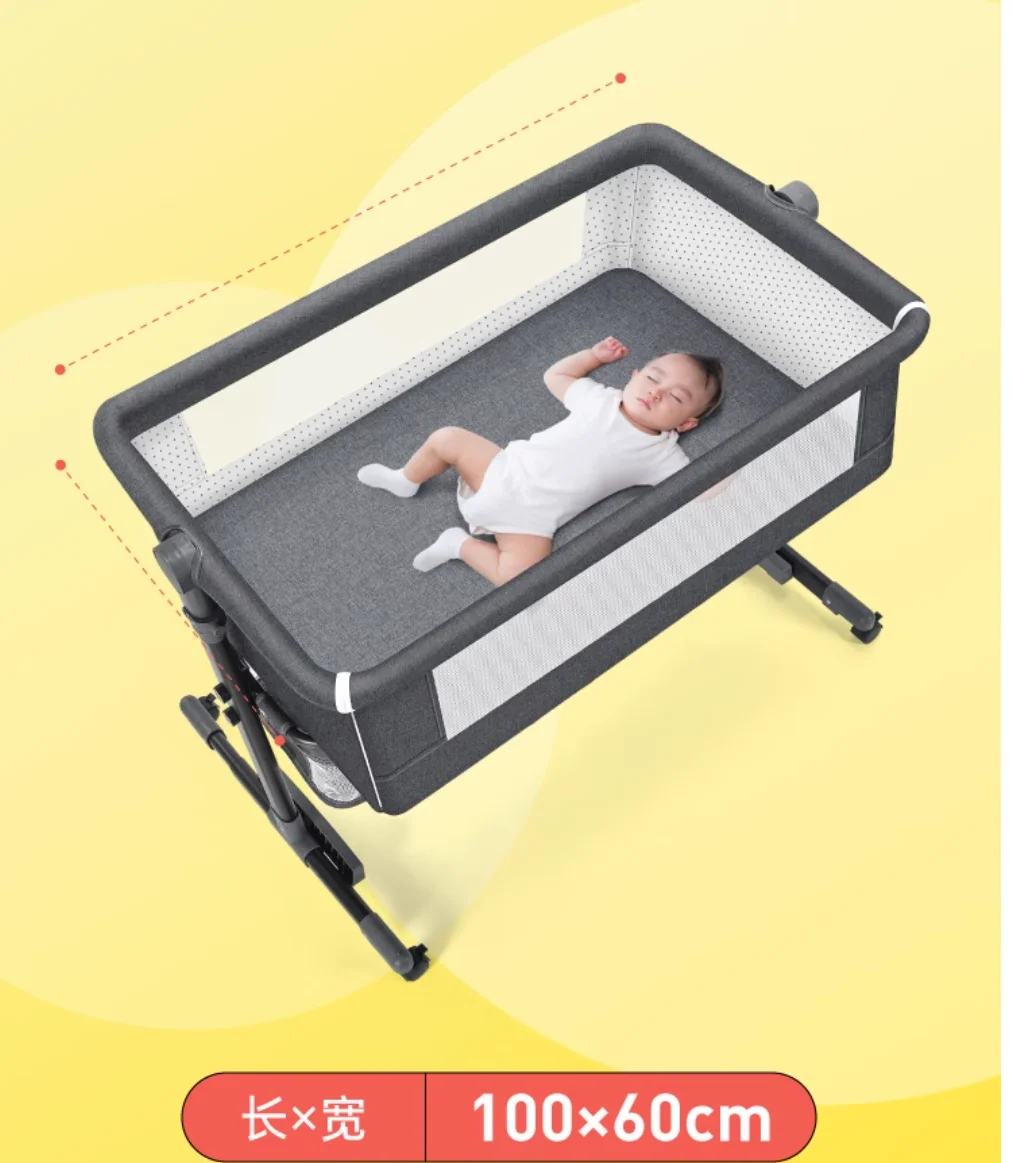 Multi-functional portable folding crib Portable crib European-style adjustable patchwork newborn sleeping basket bed