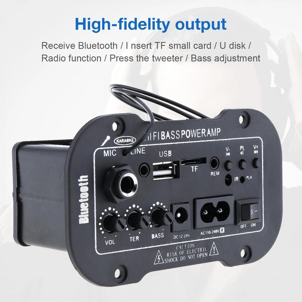 Universal Car Audio Amplifier AMP MP3 MIC SD USB DVD Stereo HiFi Bass Power Remote Control Car Audio Accessories