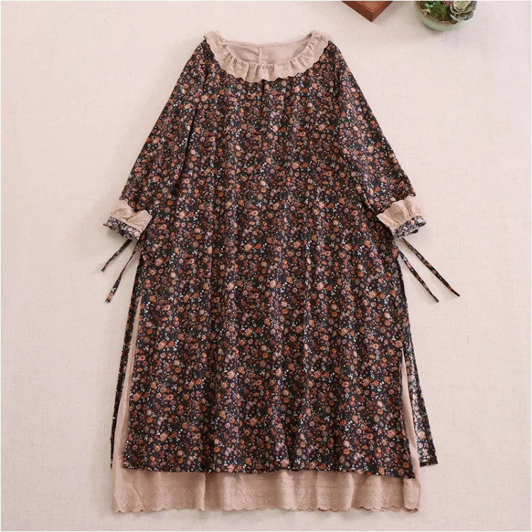 Japanese Mori Girl Sweet Elegant Long Sleeve Dress Spring Fairy Aesthetic Lace Doll Collar Women Long Dresses Soft Vestidos Robe