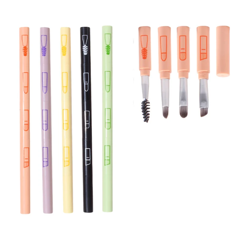 Set di pennelli per trucco multifunzionali 4 IN 1 Gadget per trucco Pennello per ombretto per labbra staccabile Pennello per ombretto in spugna per viaggi a casa