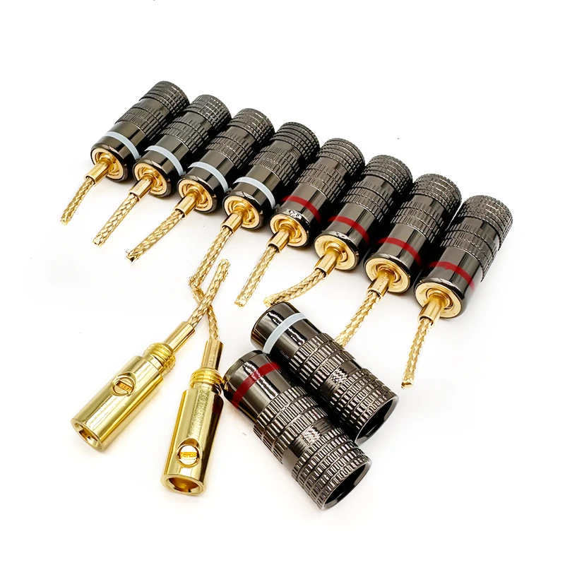 2mm Hifi Banana Plug Connector Gold Plated Copper Audio Speaker Cable Stackable Adapter Sound Amplifier Wire Plugs and Sockets