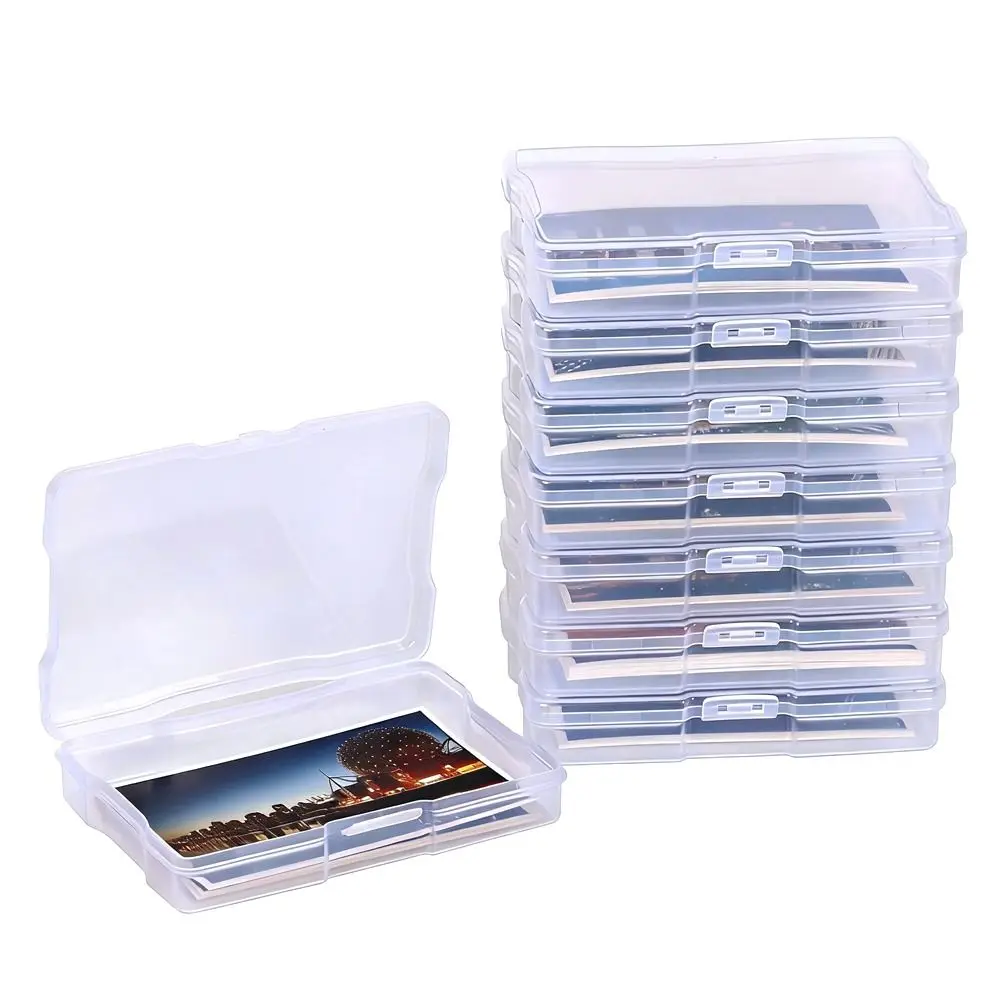 

5 x 7 Inch 4 x 6 Inch Photo Storage Box Clear Transparent Flip Cover Photo Organizer Plastic Material Integrated Design