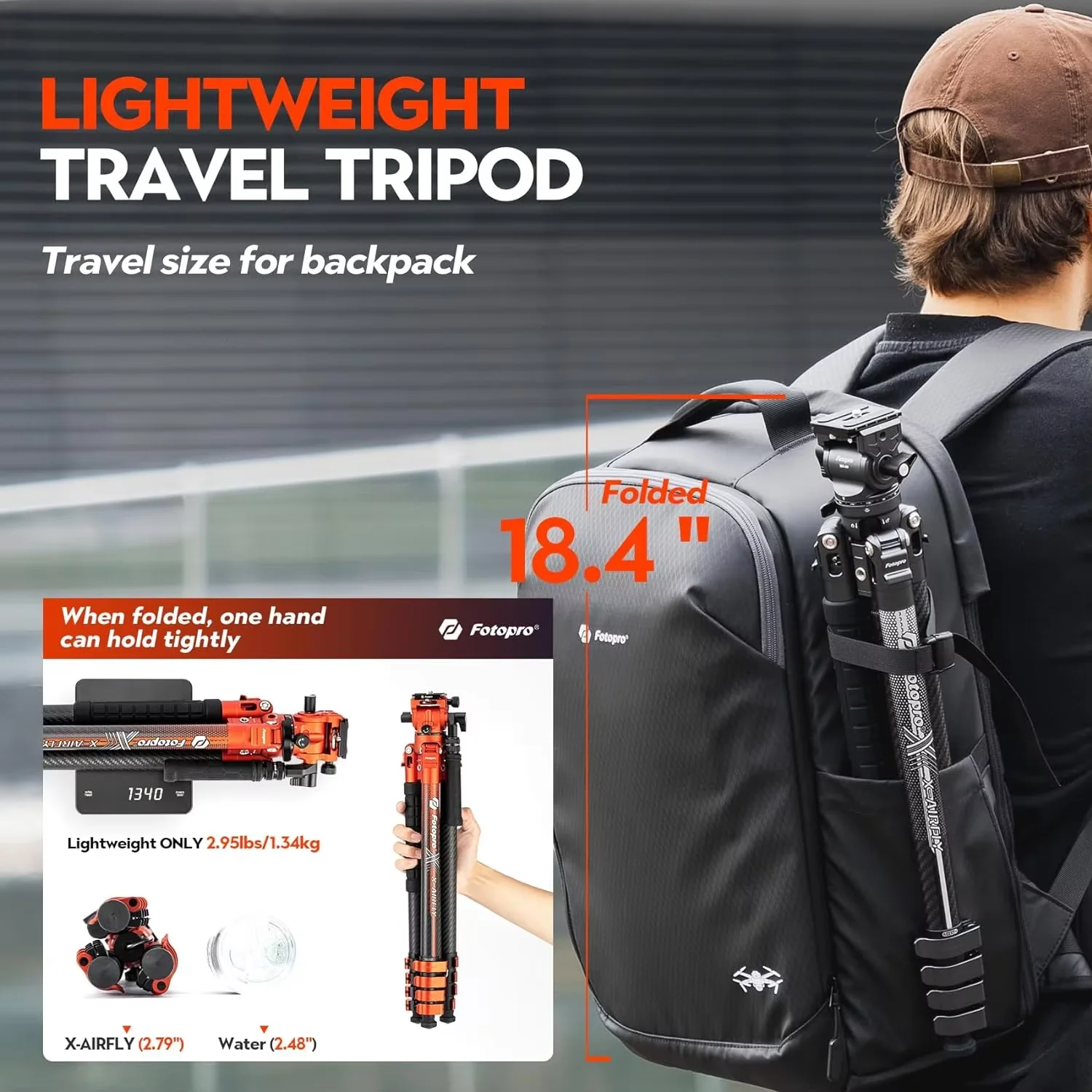 Fotopro X Airfly Lightweight Travel Camera Tripod with Panoramic Ball Head Compact Portable Professional Carbon Fiber Tripo