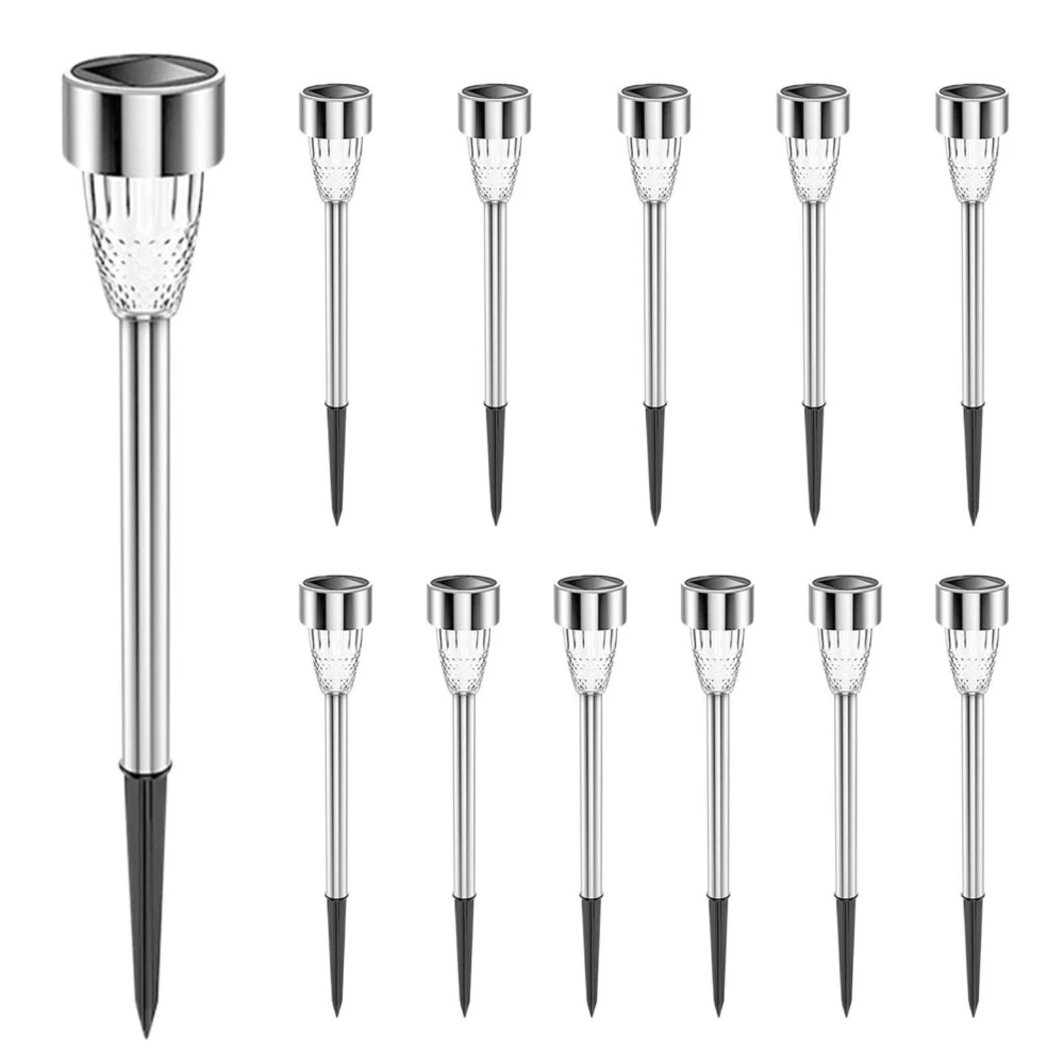 

Outdoor Solar Lights Clearance Sale - 12 Pack Stainless Steel LED Solar Garden Lights for Walkway, Patio, Yard. Led ligths Psd