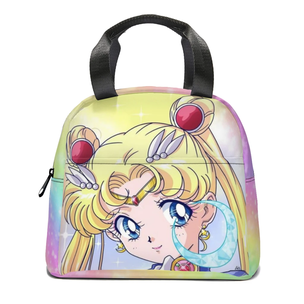 Girls-Sailor- Moon Lunch Bag for School Waterproof Picnic Thermal Cooler Insulated Lunch Box Women Kids Tote Bags