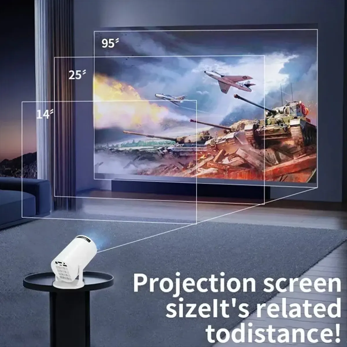 A77K Projector Wireless Fidelity 270° Adjustable LED 1080P Movie Projector for Android Phone USB TV Stick Laptop EU Plug view 6