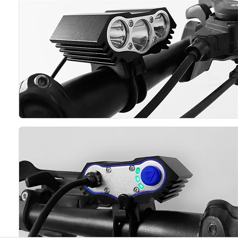 防水自転車ヘッドランプ,LED自転車ヘッドライト,3xt6,10000lm,サイクリング用,5V USB,バッテリーなし