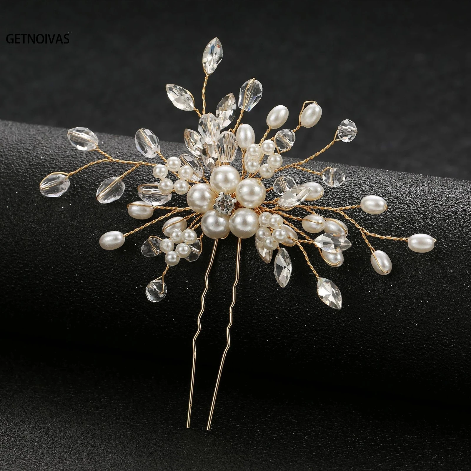 Bridal White Flower Hair Pins for Women Rhinestone Wedding Hair Accessories Bride Headpiece Party Jewelry Bridesmaid Gift