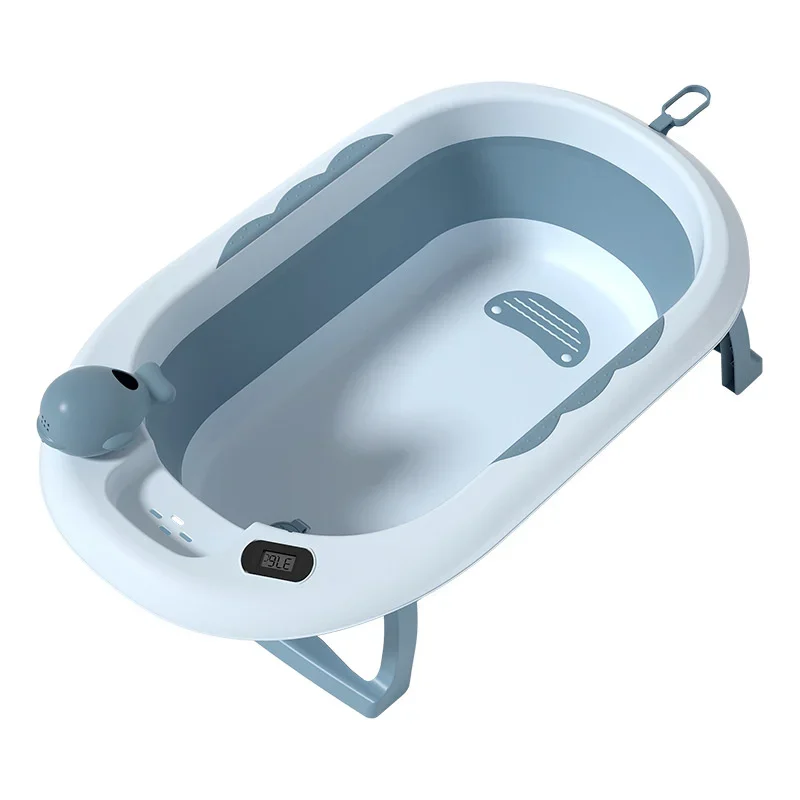 

Sit And Lie Down Baby Bathtub Intelligent Temperature Foldable Bath Stable Non-slip Bath Basin Safety Material Bath Tub