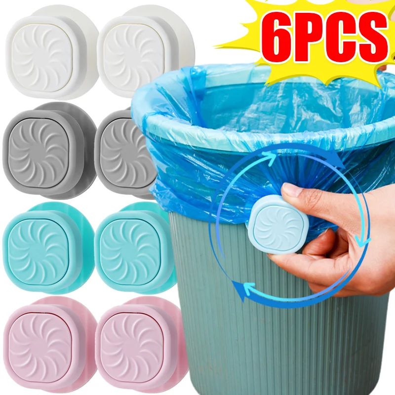 6/1PCS Waste Bin Rotating Fixed Clip Garbage Bag Side Button Waste Basket Fixation Trash Bag Non-Dirty Hand Holder Storage Tool