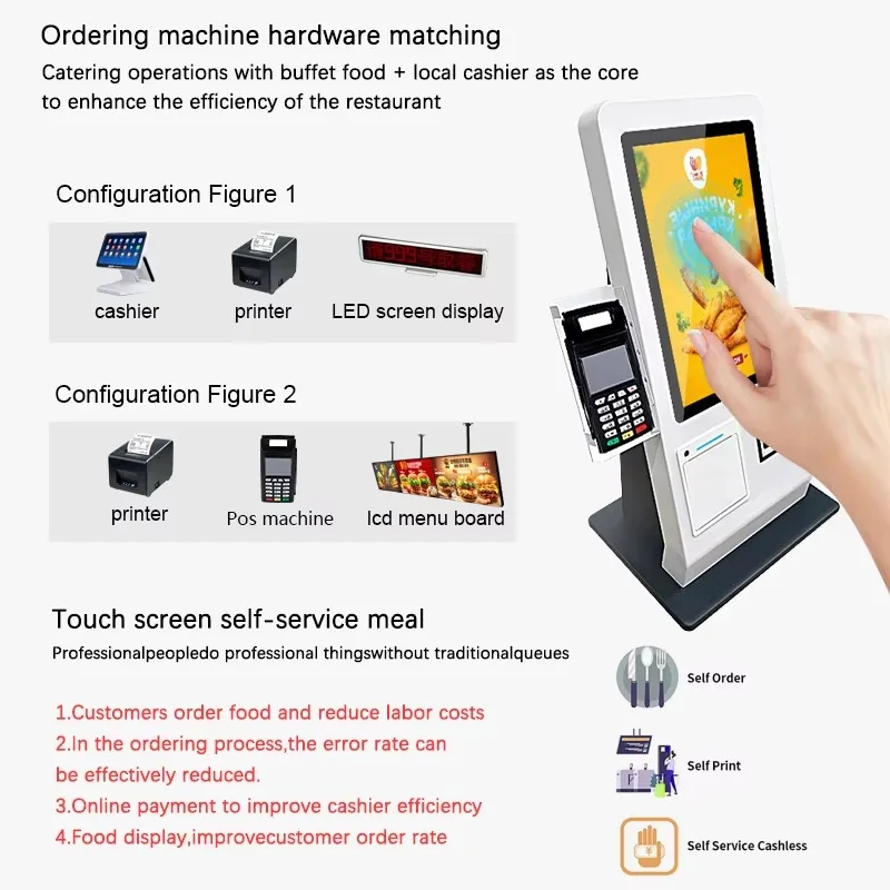 

15.6 Payment Machine Restaurant Tablet Ordering Vending Self Service Payment Kiosk Android Window Touch Screen Kiosk Printer