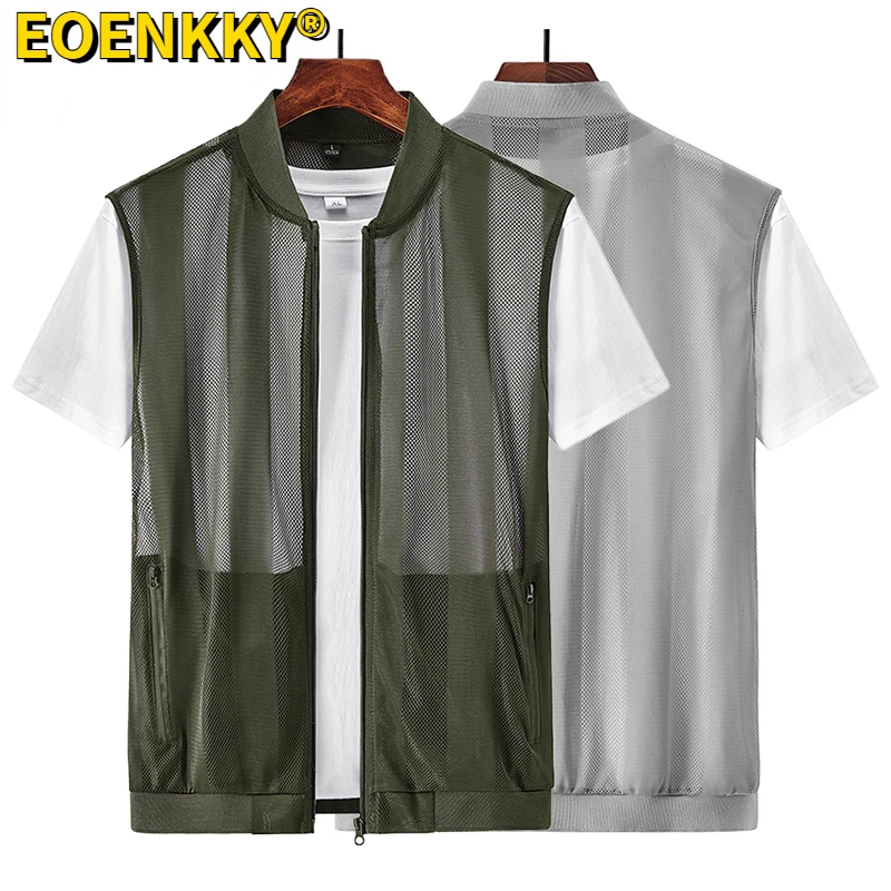 

2023 Summer Slim Sleeveless Quick Dry Sports Outdoor Fishing Photography Camping Hiking Men's American Vest Plus Size 5XL