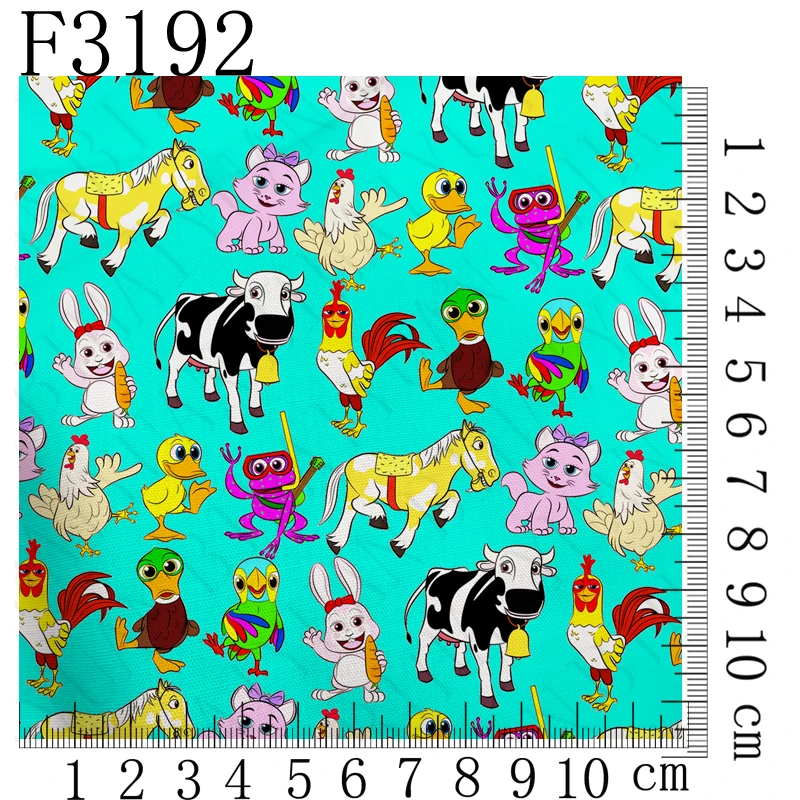 Một Nửa Sân 45*140Cm Bộ Phim Hoạt Hình In Polyester Nông Trại Và Bò May Quilting Vải Bộ Kim Chỉ Chất Liệu Handmade F3192