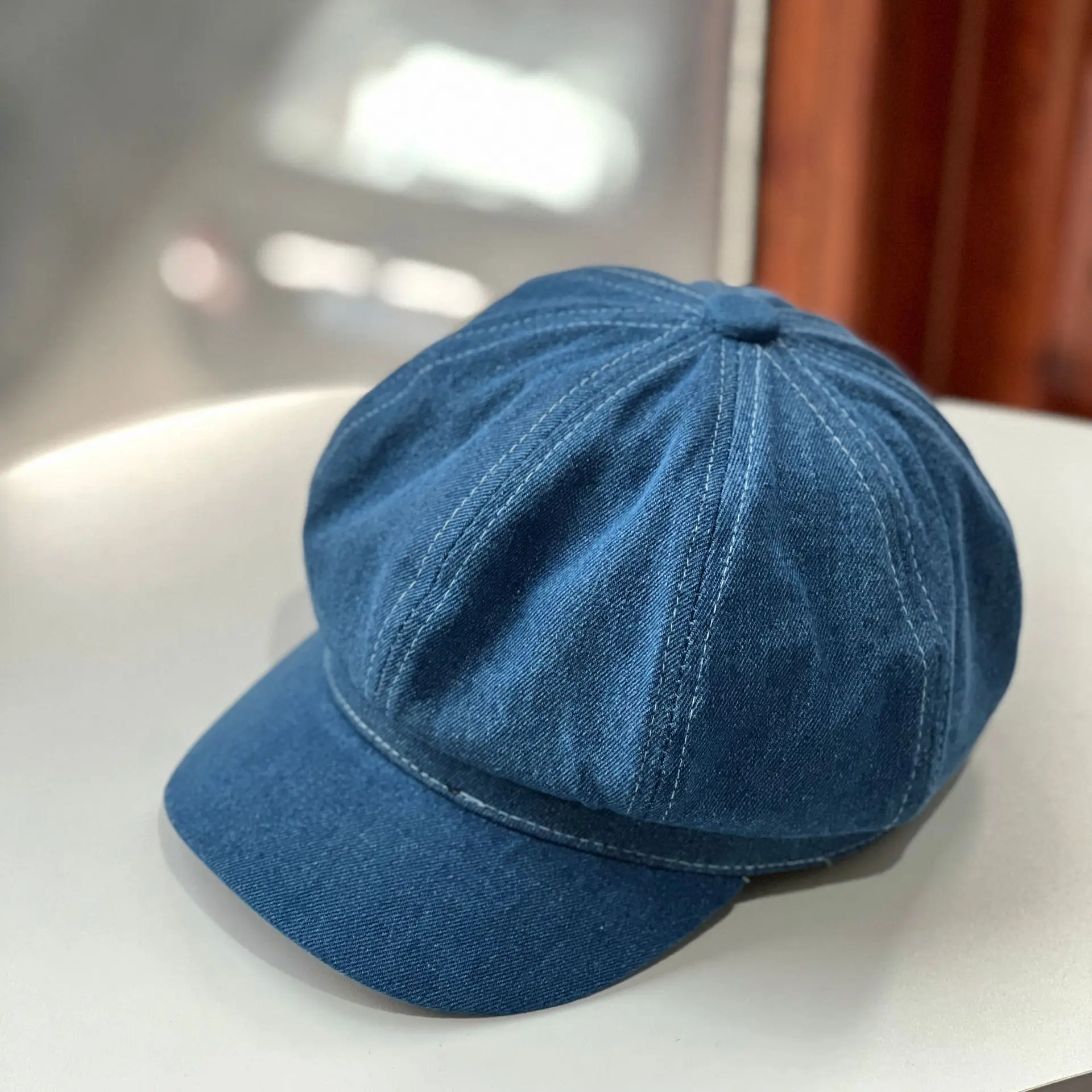 Vintage Baskenmütze Achteckige Kappen Frauen Hüte Einfarbig Denim Tuch Casual Weibliche Zeitungsjunge Mütze Gute Qualität Maler Kappe Neue