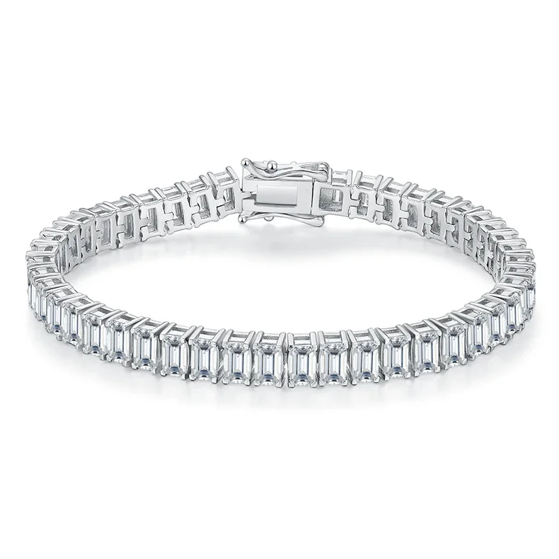 

Wish Jewelry 925 Silver Moissanite 3*5mm Vvs Emerald Cut Moissanite Tennis Bracelet 0.5ct Lab Diamond Tennis Chain Bracelets