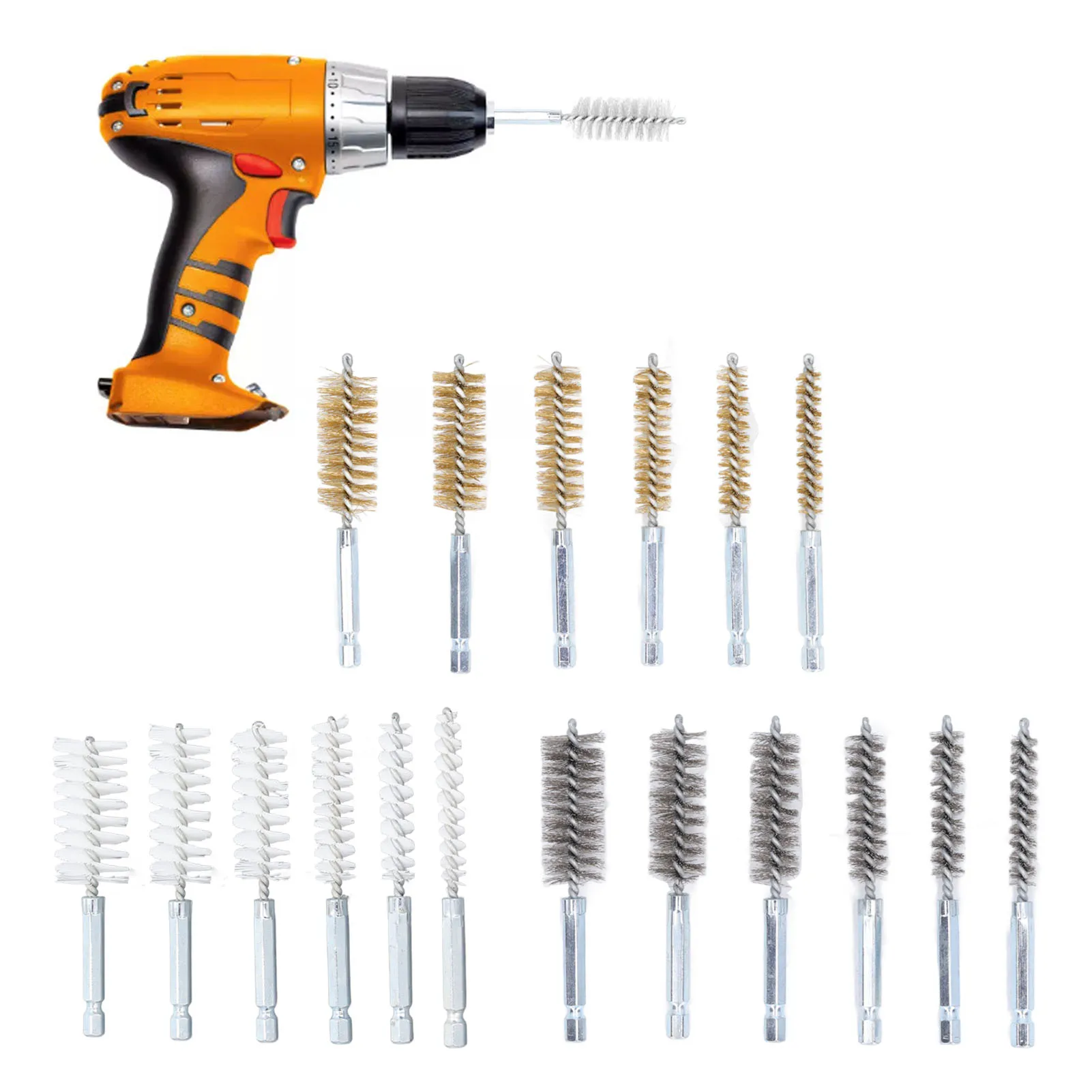 Scratch Brush Bore Brush 4in Rust Proof Twisted Wire Cleaning Brush with 1/4in Hex Shank for Electric Drill Impact Driver